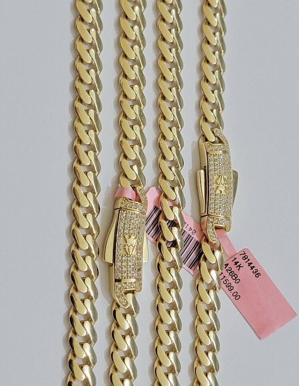 Real 14k Yellow Gold Monaco Chain Necklace 20" 22'' 24'' 26" Inch 7mm 14kt SALE - GoldenlinQ